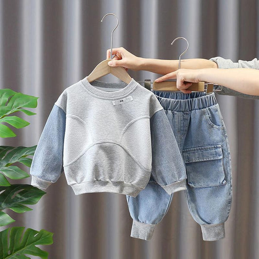 Boys and Girls Sweatshirt Suits Spring and Autumn Clothes Children's Western-style Sports Children's Two-Piece Set