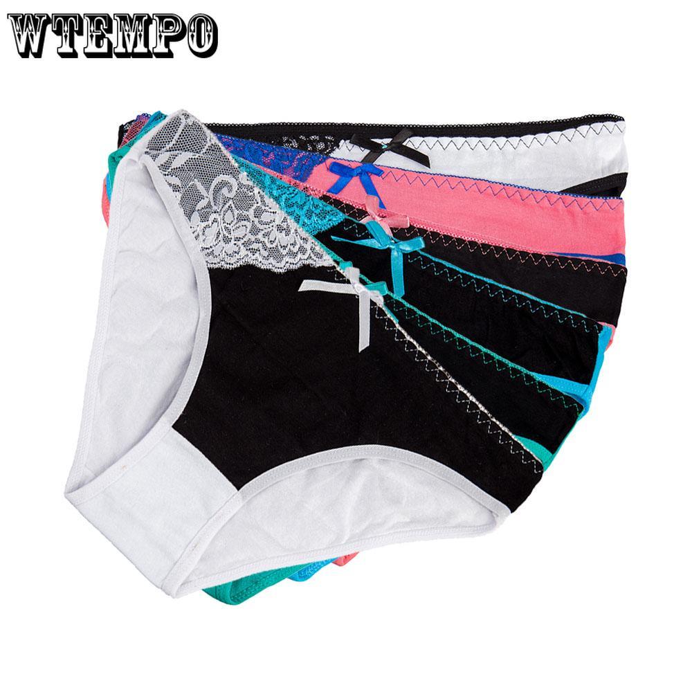 6 Pcs/lot Women Cotton Brief Underwear Striped Plus size Panties Breathable Ladies Girl's