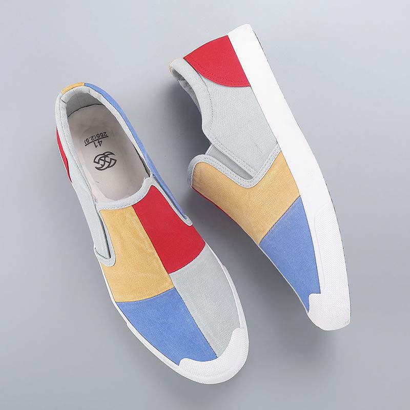 Plus Size 38-44 Summer Men Colorblock Canvas Sneakers Comfortable Running Basketball Shoes Breathable Shockproof Non-slip Shoes