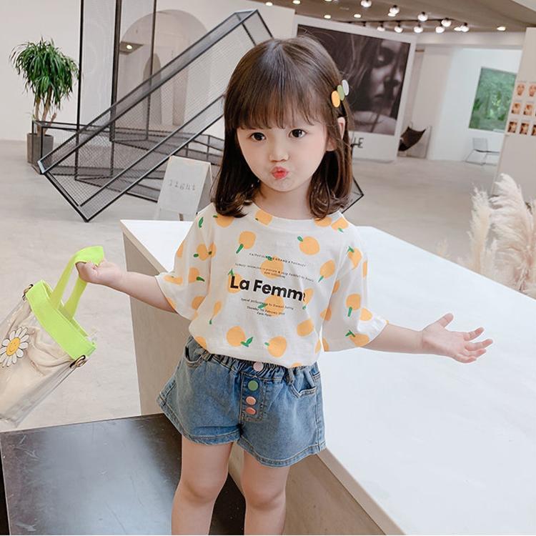 2PCS Children Clothing Set Spring Summer Girls Suits Printing Short Sleeve Tops + Pants Clothing Set