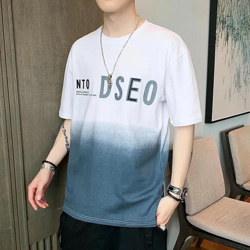 Men's Five-point Short-sleeved T-shirt Summer New Ice Silk T-shirt Trend Loose Half-sleeved Student Shirt Men's Clothing