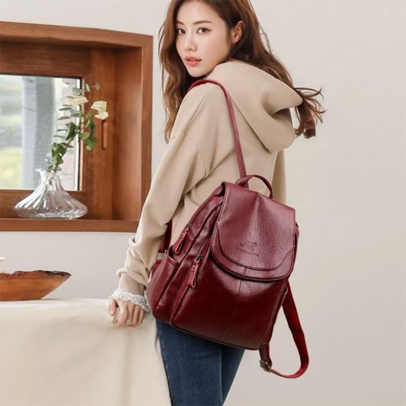 Ladies Backpacks Soft Leather Fashion Backpacks Female Travel Bags Backpacks Large-capacity School Bags