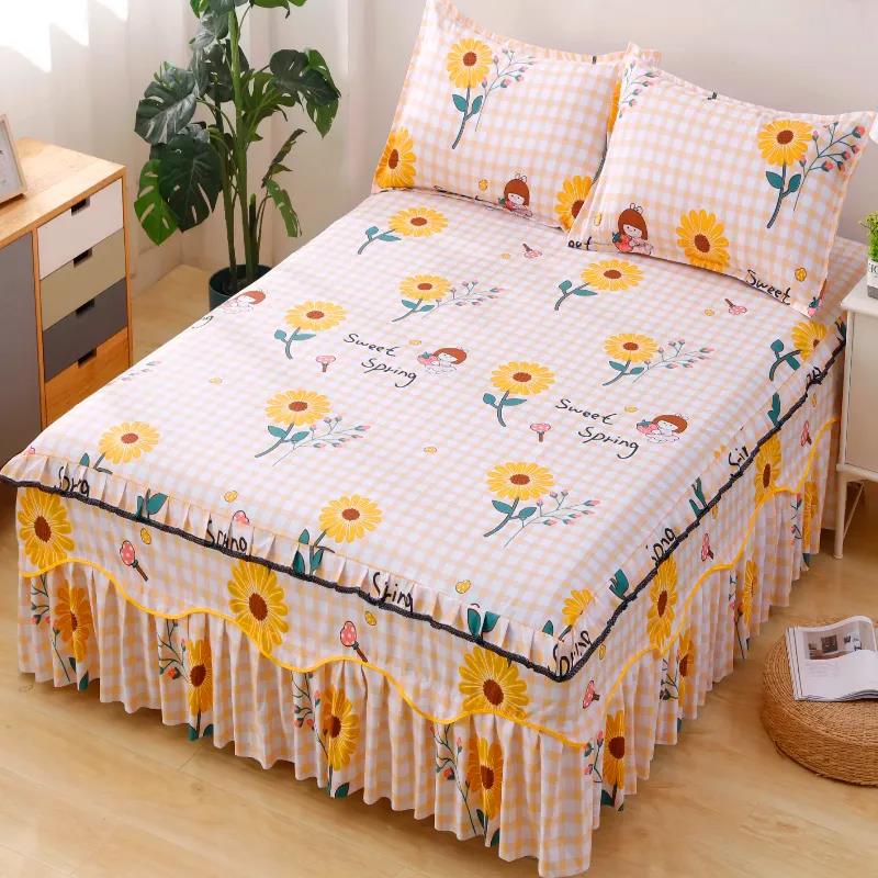 1 Piece Set Korean Princess Style Lace Mattress Protector Non-slip Elastic Double Mattress Cover