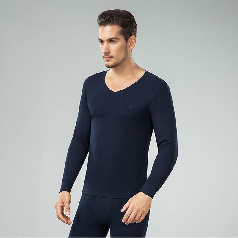 Men Winter Autumn Thicken Thermal Underwear Tight Suit High Elasticity Wearable Comfortable Versatile Soft Lining V-neck Pajamas Spring Long Sleeve