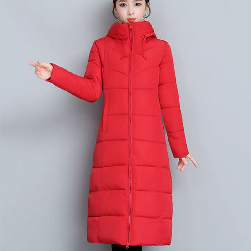 Women's Mid-length Down Jacket Winter Korean Loose Cotton Clothes Casual Hooded Padded Jacket Quilted Jacket