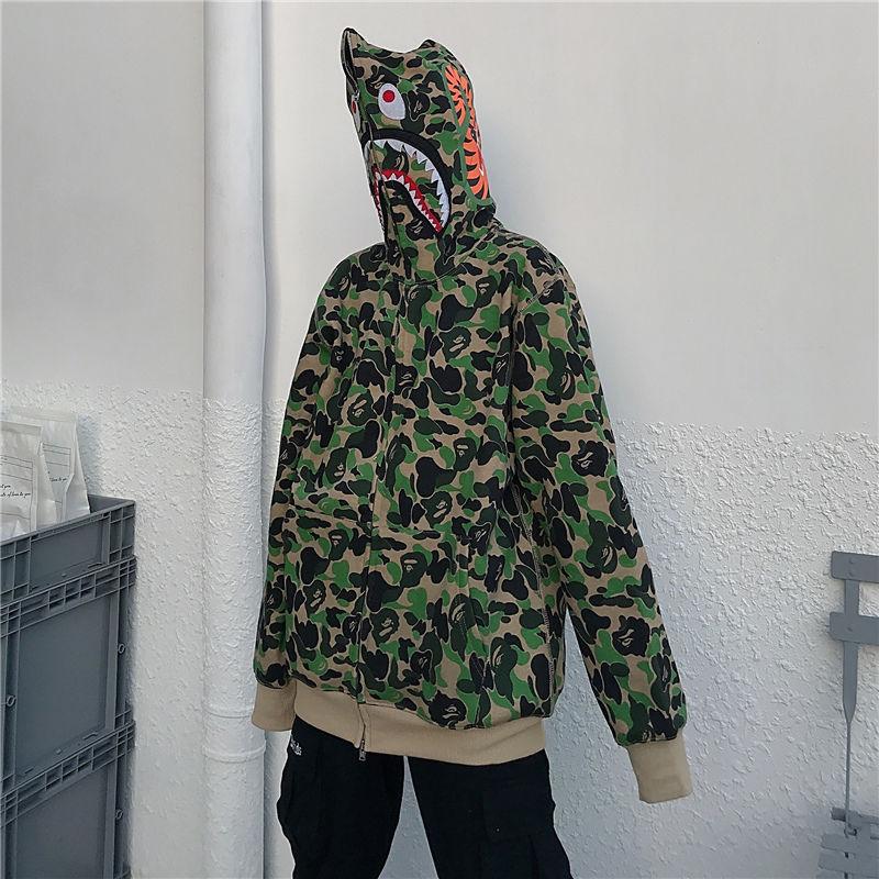 Sweater Loose Camouflage Shark Autumn Couple Coat Jacket Women