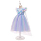 Girls Frozen Dress Aisha Princess Dress Summer Children Rainbow Tutu Skirt Gradient