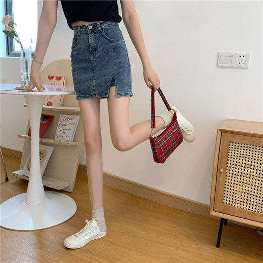 WTEMPO Irregular Side Slit High Waist Denim Shorts Women Loose Spring and Summer Wide Leg A-line Thin Casual Shorts