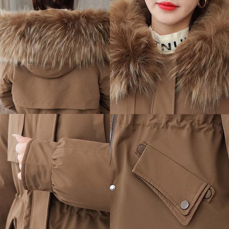 Autumn and Winter Large Cotton-padded Jacket Women's Hooded Pie Overcoming Down Jacket Women's Thickened Warmth Casual Waist Coat