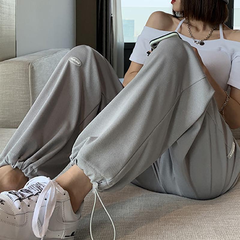 Summer Trousers for Female Students Loose and Versatile Trendy Thin Wide-legged Casual Sports Pant