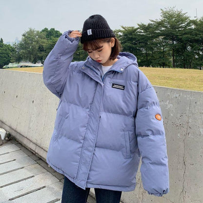 Cotton-padded Clothes Winter Clothes Korean Version of Loose and Versatile Warm Warm Mid-length Coat Women's Down Bread Jacket