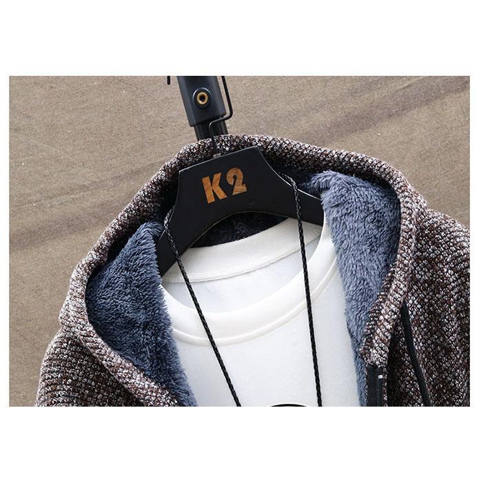 Men's Autumn and Winter Knitted Jacket Youth Jacket Knitted Handsome Casual Hooded Jacket