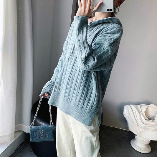 Autumn and Winter Loose Wild Sweater Bottoming Shirt  Long Sleeve Round Neck Sweater Women's