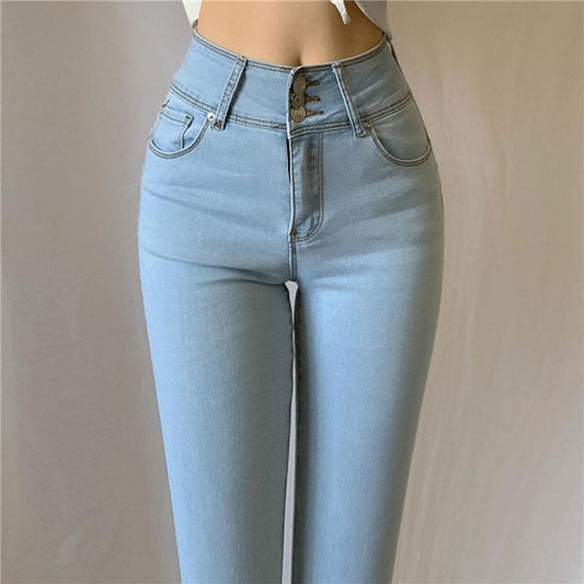 Spring Peach Hip Jeans Women's High Waist Slimming Stretch Hip Tight-fitting Pants Nine-point Pants