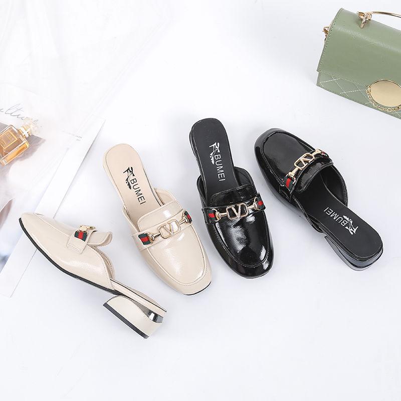 Plus Size 35-40 Women All-match Shiny PU Leather Slippers Outdoor Diamond High Heels Bohemian Beach Wear-resistant Non-slip Sandals