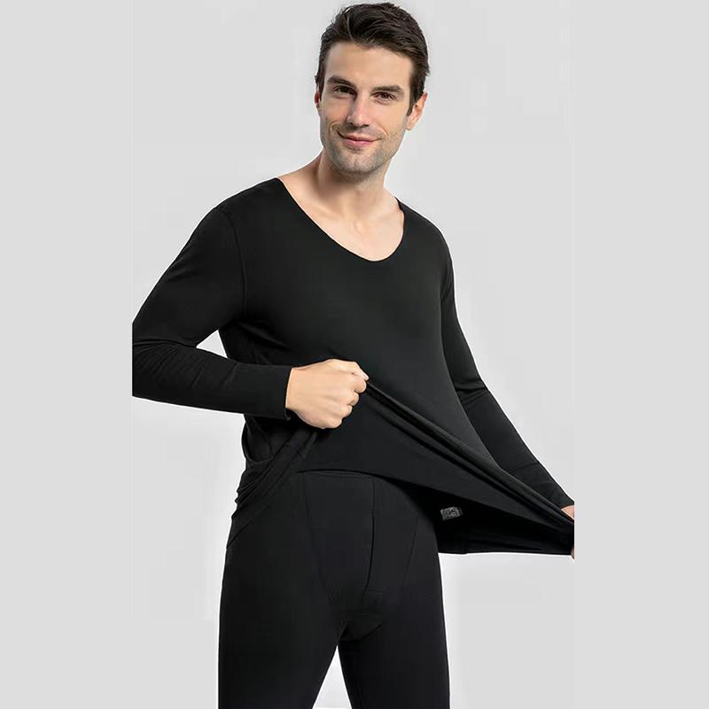 Men Winter Thermal Underwear V-neck Male Autumn Clothes Tight Suit Thicken Windproof Comfortable Soft Lining Long Sleeve High Elasticity Tracksuit