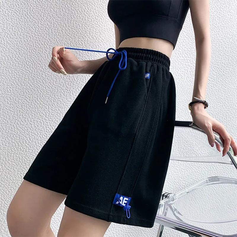 Casual Sports Shorts Women's Summer High-waisted Wide-leg Five-point Pants Ladies Loose and Thin Sweatpants Fitness Jogging Pants Running Shorts