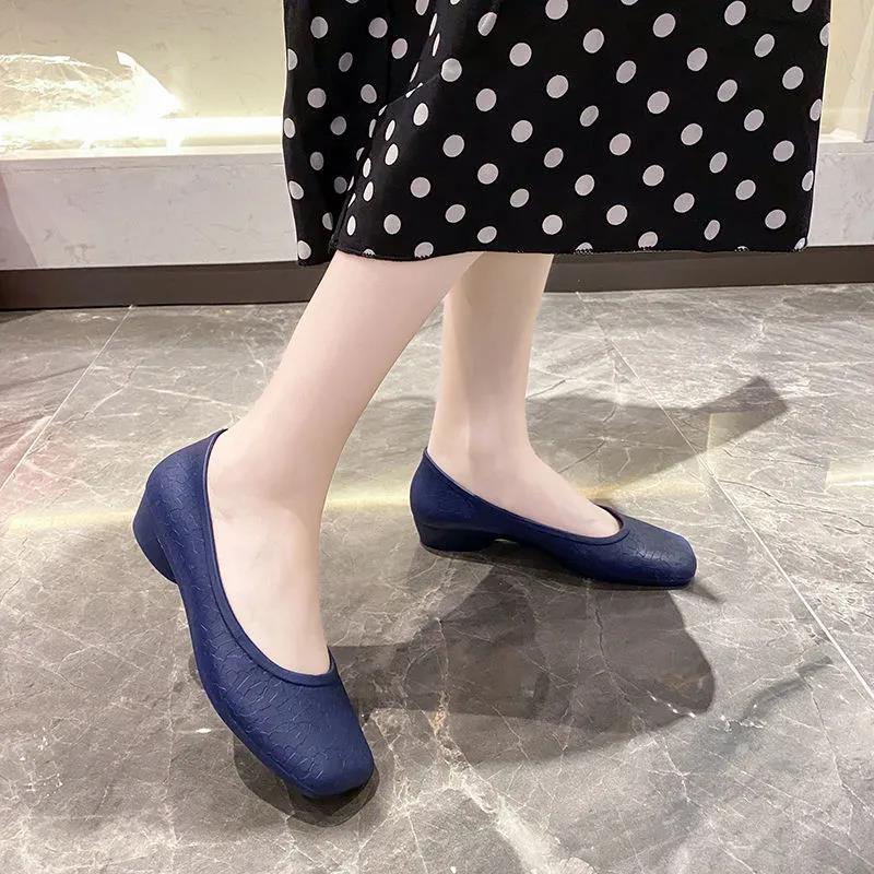 Low-cut Rain Boots Short Tube Plastic Shoes Work Waterproof Shoes Four Seasons Casual Fashion Shallow Mouth Sandals Women Summer