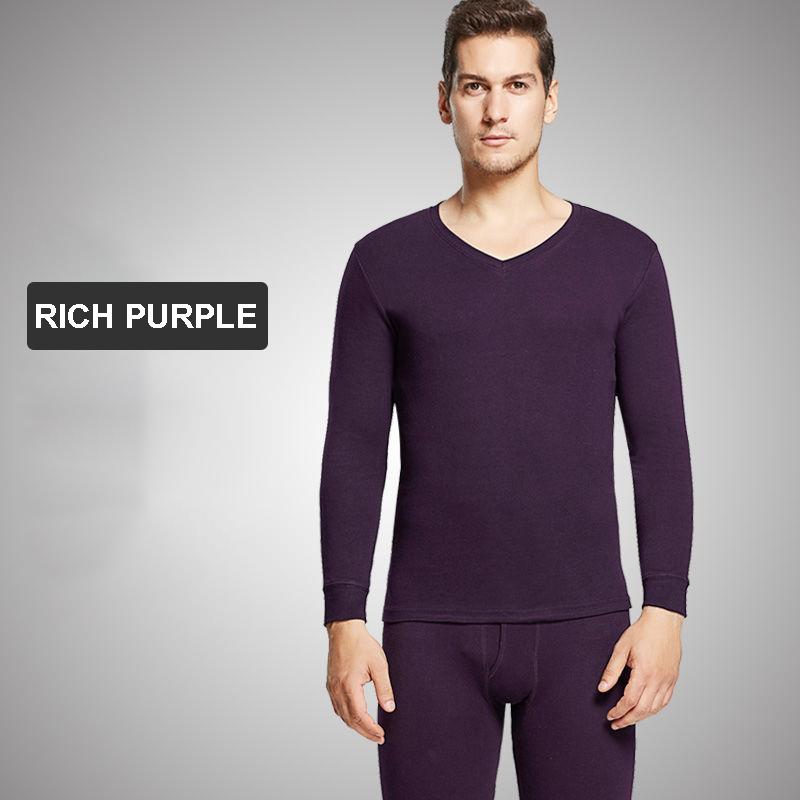 Winter Men's Pure Cotton Thermal Underwear Thin Section Youth Sweater V-neck Autumn Clothes Long Pants Suit