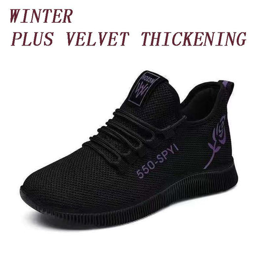 Women's Shoes Winter Plus Velvet Thickening Casual Sports Shoes Trend Wild Running Cotton Shoes Elderly Walking Shoes