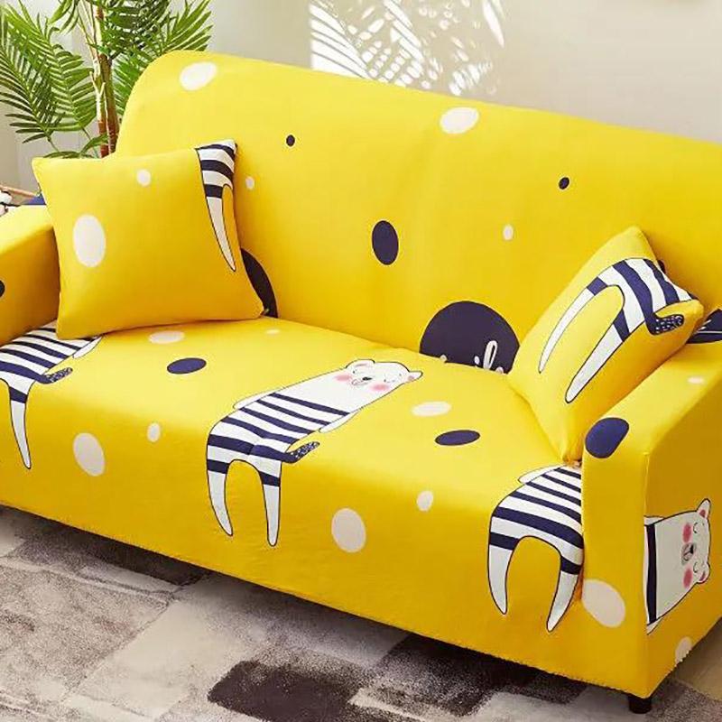 1/2/3/4 Seat Universal Sofa Cover Retractable Elastic Sofa Cover Anti-mite Printed Sofa Protector