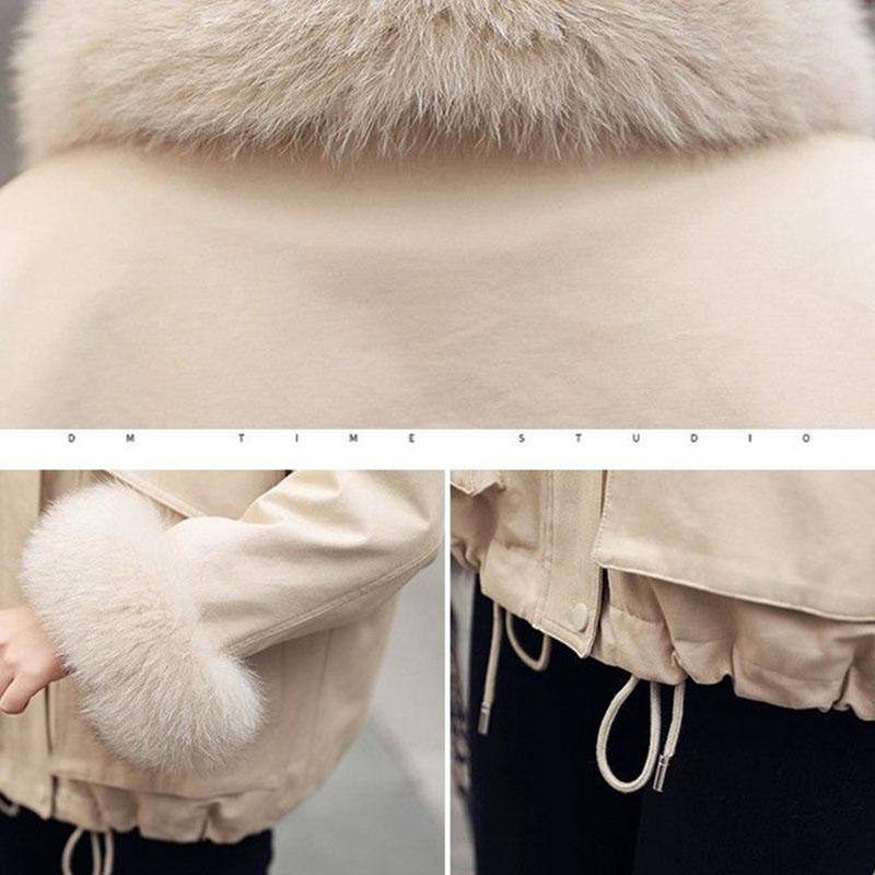 Warm Fleece Liner Hooded  Parkas Coat Winter Hooded Jacket Women Fur Collar Jacket Parka