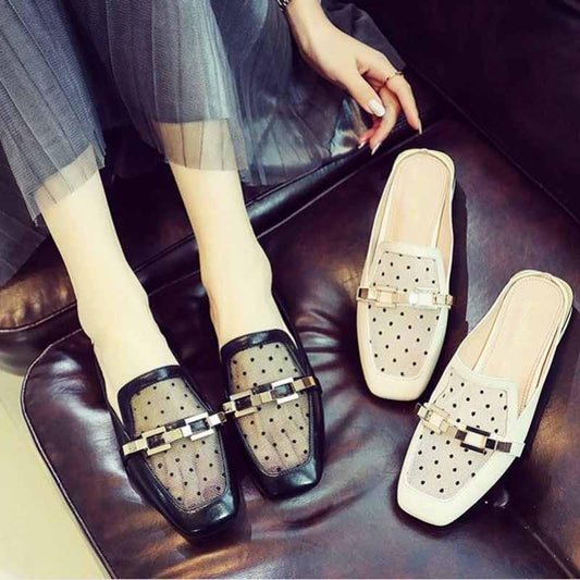 Plus Size 34-40 Summer Women Outdoor Mesh Flat Bohemian Beach Flip Flops Wear-resistant Non-slip Office Lady Letter Sandals