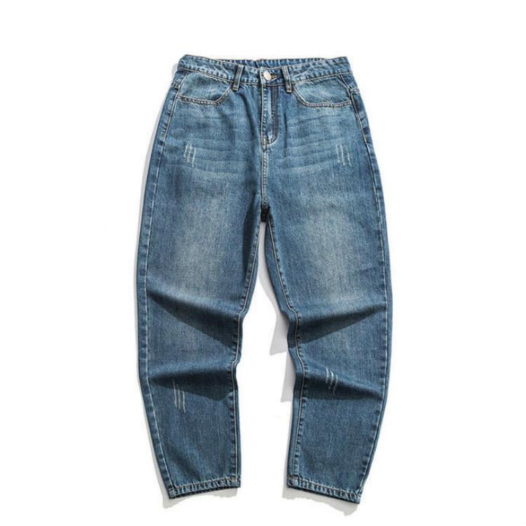 Jeans Men's Nine-point Casual Pants Retro Loose Straight-leg Overalls Wide-leg Harem Pants