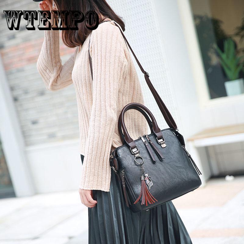 Leather Handbags Women Tassel Crossbody Shoulder Bags Tote Women Fashion Bag