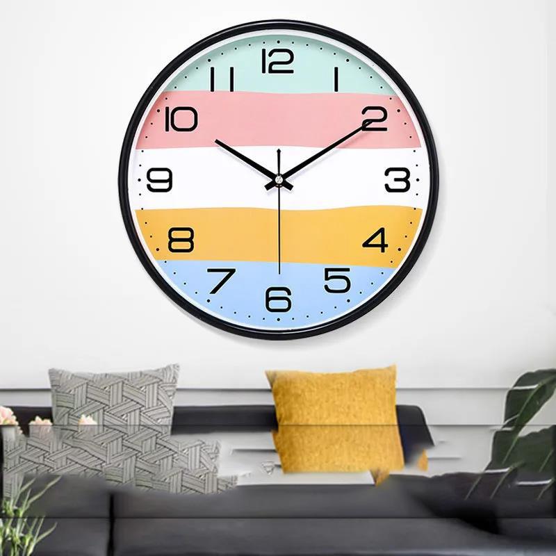 Punch-free Nordic Wall Clock Living Room Clock Modern Minimalist Atmosphere Creative Fashion Ultra-quiet Bedroom Clock Home