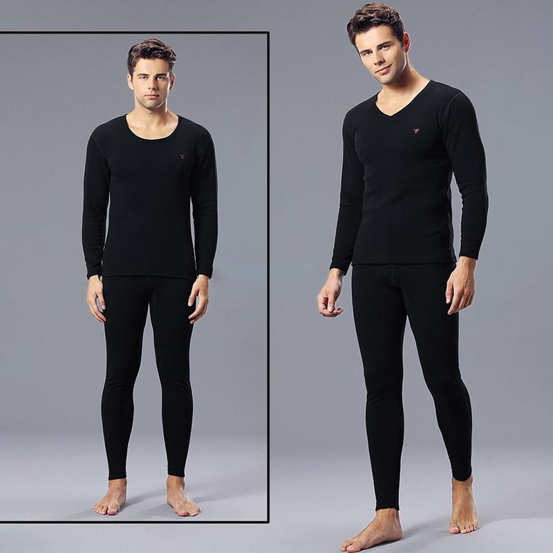 Men Winter Autumn Plus Velvet Thicken Thermal Underwear Tight Suit High Elasticity Wearable Comfortable Versatile Soft Lining Long Sleeve Breathable