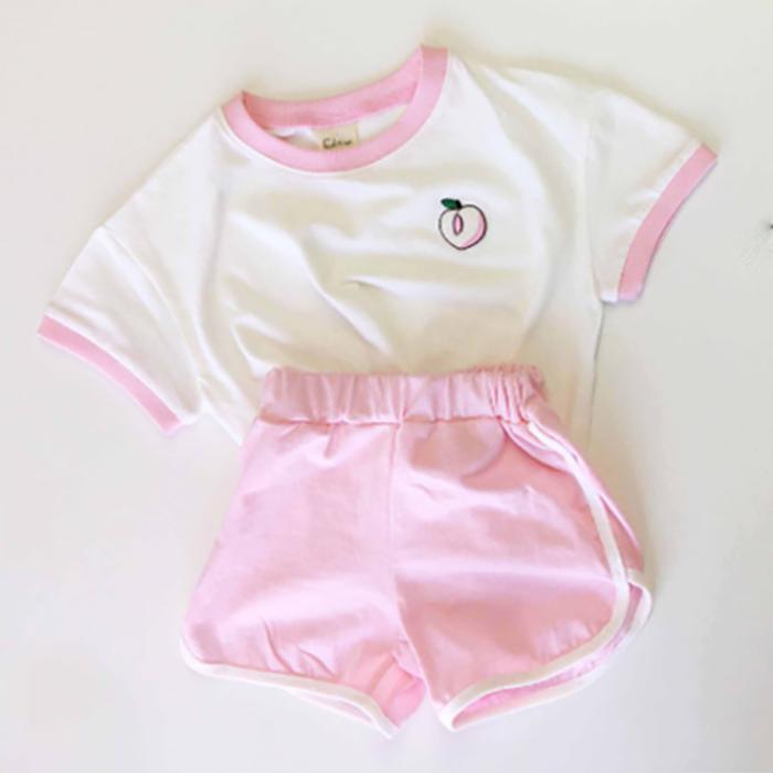 Korean Children's Clothing Baby Children's Suit Summer Cute Fruit Pattern Short Sleeve Shorts Casual Suit