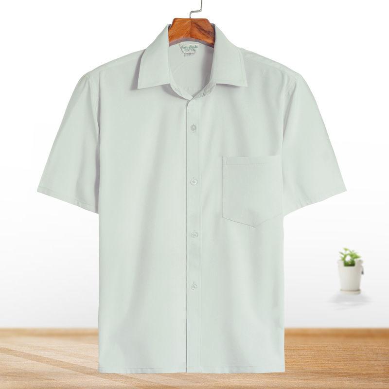 Middle-aged and Elderly Men's Shirts, Summer Thin Short-sleeved Dad Shirts, Solid Color Ice Silk Shirts for The Elderly