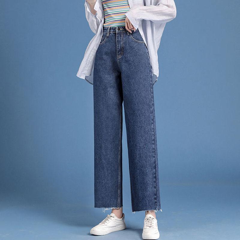 Women's Spring/Summer Jeans  Straight Loose High Waist Wide Legs Large Fat Girl Pants