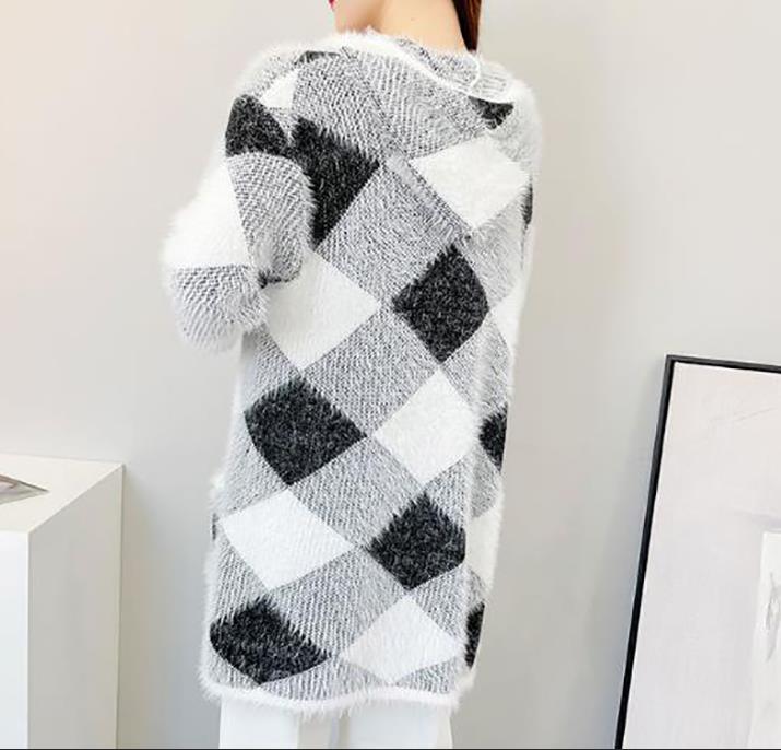 Autumn and Winter Imitation Mink Cardigan Sweater Elegant Temperament Sweater Sexy Mid-length Loose Women's Knitted Top