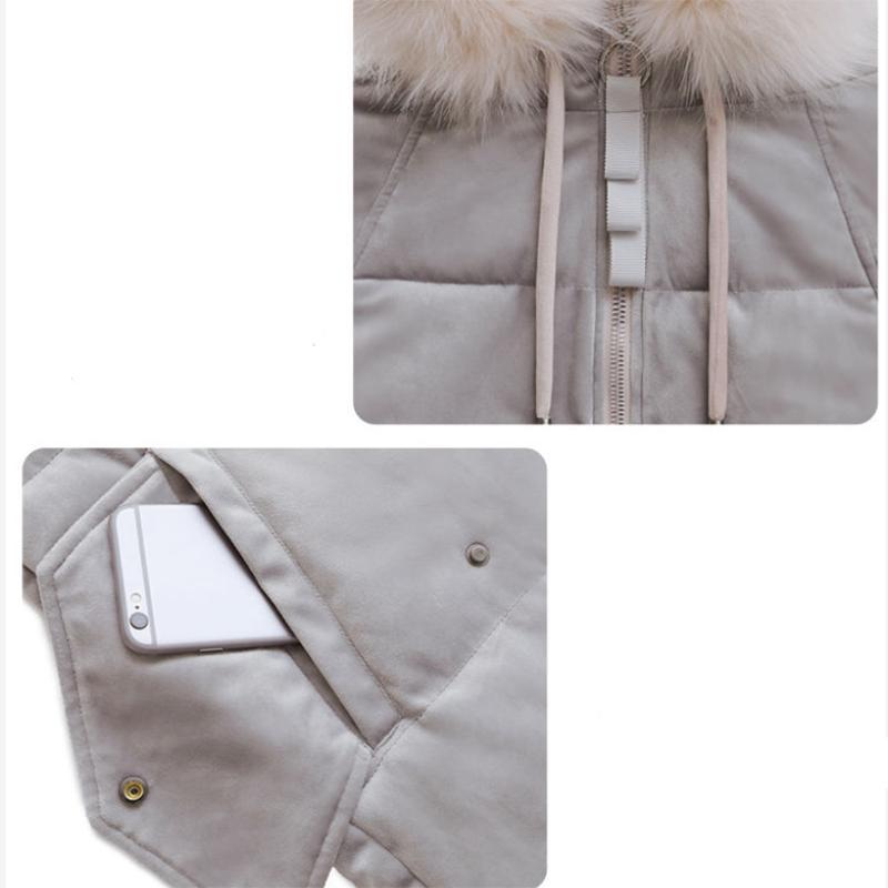 Women's Solid Color Down Jacket Mid-length Korean Loose Thick Coat Warm Cotton Coat Big Fur Collar Winter Clothes Quilted Coat