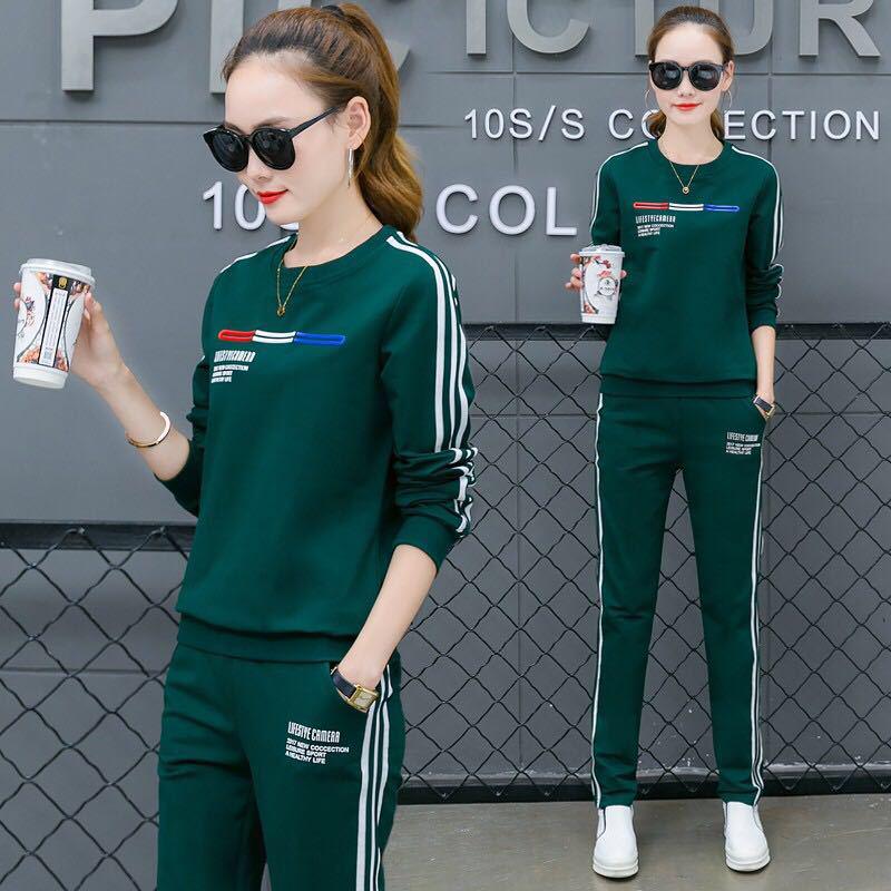 Casual Sweatshirt Set Large Size Spring and Autumn Women 2pcs set Wild Long Sleeve