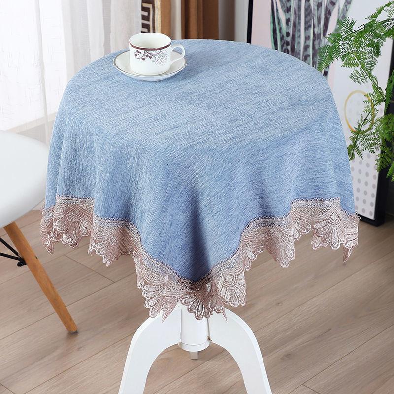 Lace Nordic Minimalist Style Tablecloth Light Luxury Rectangular Round Table Blue Small Round Tablecloth Chinese Coffee Table Cover Cloth Towel