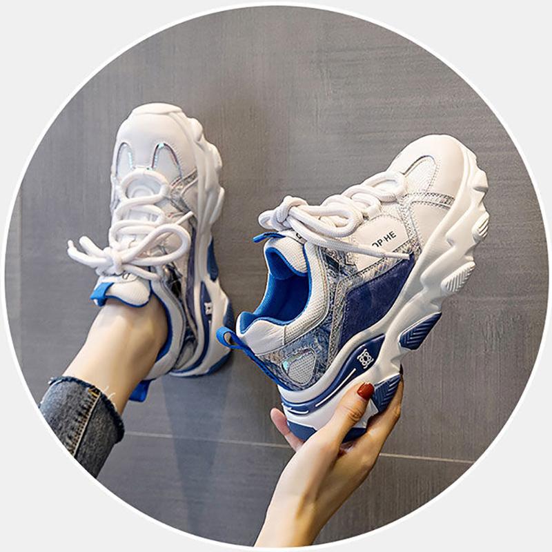 Fashion Women's Height-increasing Shoes Spring and Summer Versatile Platform Sneakers Casual Outdoor Running Breathable Shoes