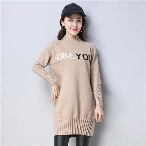 Knitting Sweaters Skirt Large Size Sweater Woman Medium and Long Section High Collar Sweater Winter