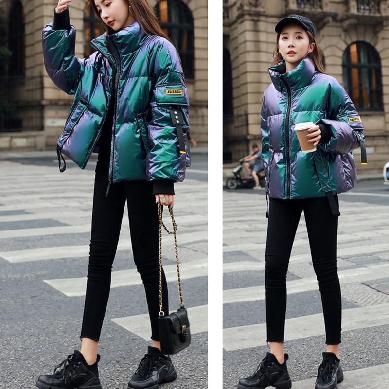 2020 New Ladies Down Jacket Shiny Short Parker Clothing Female Student Fashion Loose Winter Jacket