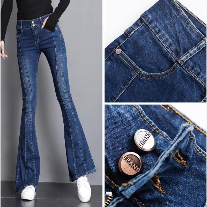 WTEMPO Summer Women Casual Ladies Flare Jeans Long Pants  Bell Bottoms Jeans Large Size S-XXXXL Denim Trousers