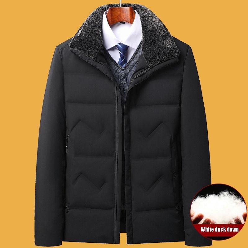 Men's Middle-aged and Elderly Down Jacket Dad Jacket Autumn and Winter Plus Velvet Thick Warm Coats Gift for Dad