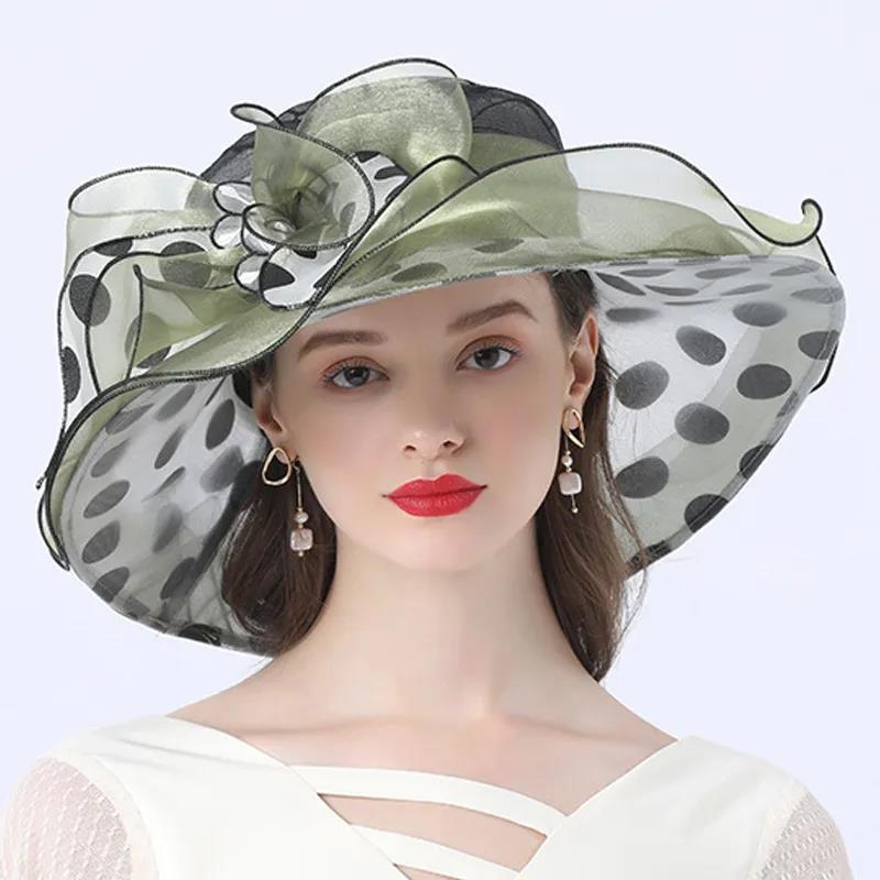 Polka Dot Big Brim Hat Women's European and American Style Street Casual Sunshade Fashion Decorative Hat