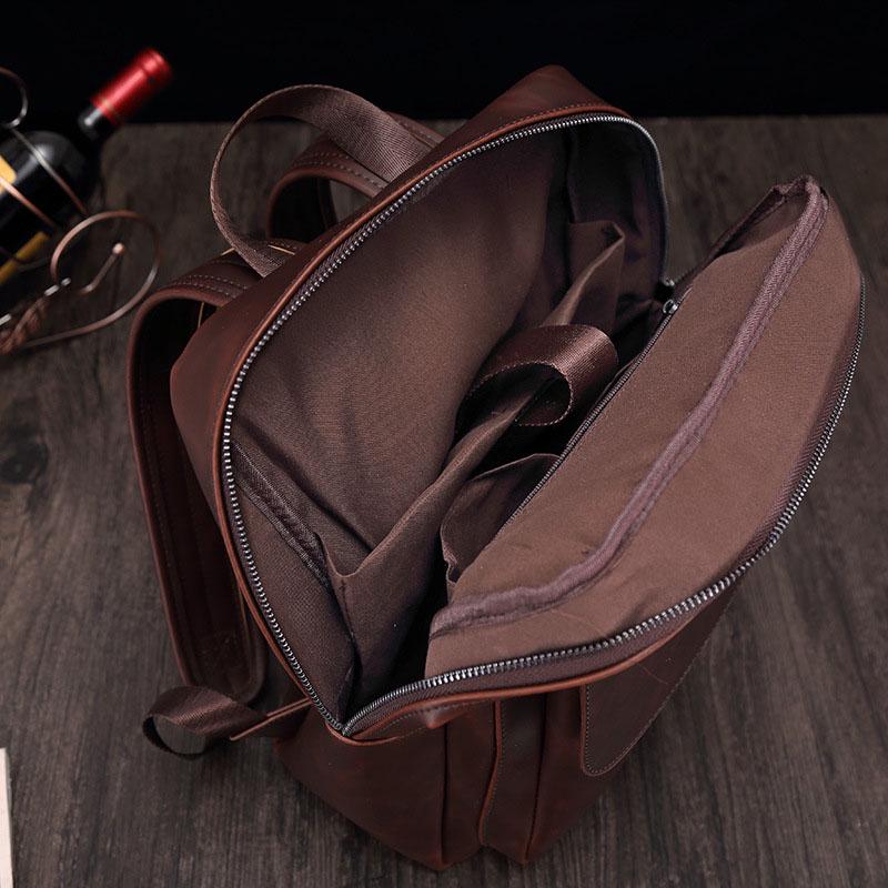 Men vintage leather Backpack multi-functional Business Travel Notebook Laptop Backpack Shoulders Bag