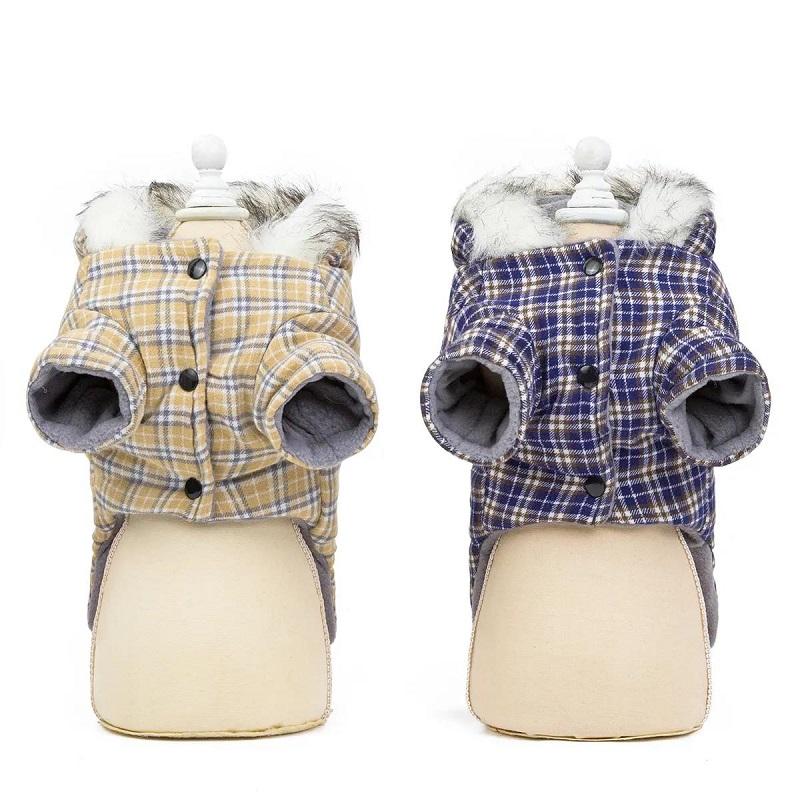 Pet Dog Cat Winter Clothes Plaid Padded Jacket Fleece Coat Bichon Teddy Cat's Warm Coat Pet Rompers Puppy Clothes Pet Supplies Cat's Clothing