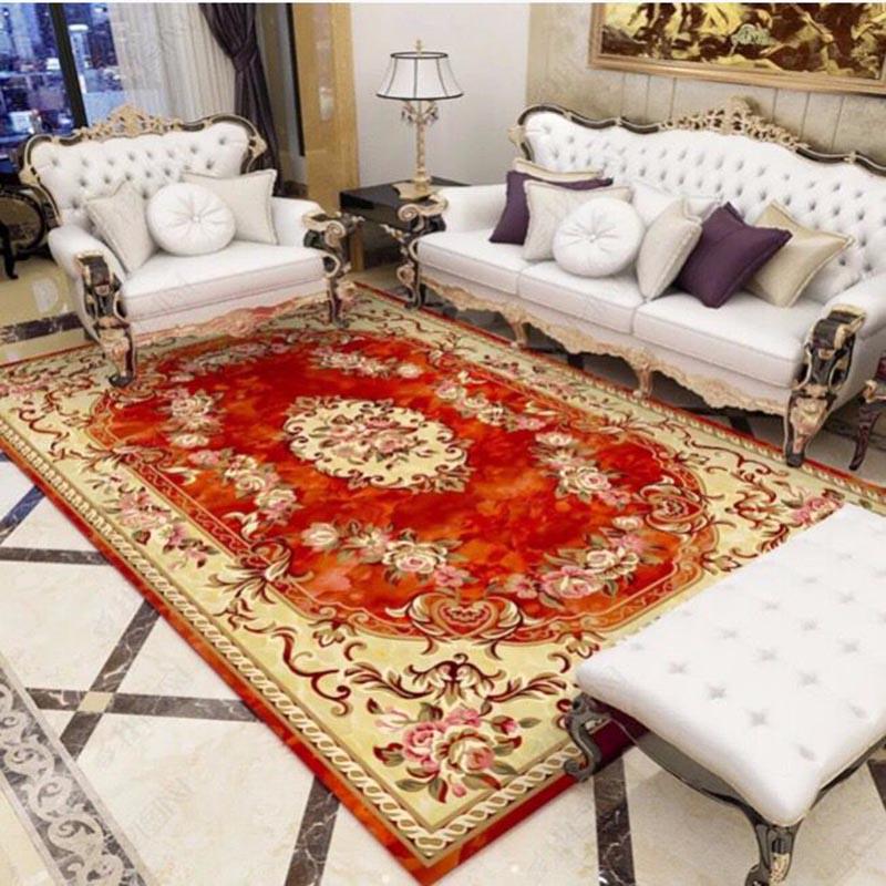 European Geometric Large Palace Vintage Carpet Non-slip Large Rug  Living Room Bedroom Rug Parlor