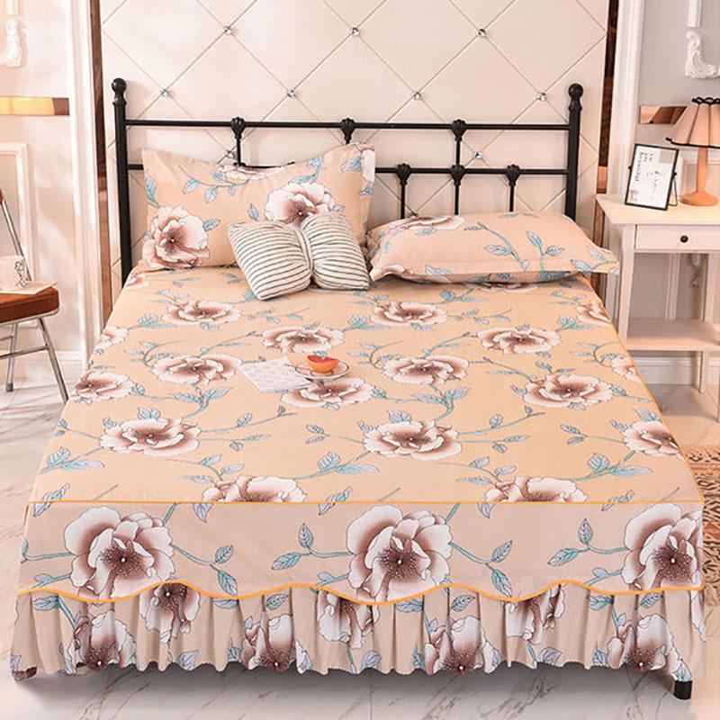 Household Skin-friendly Solid Color Bedspread Bed Cover Bedroom Sanding Bed Skirt Bedding Bedroom Student Dormitory Sheets