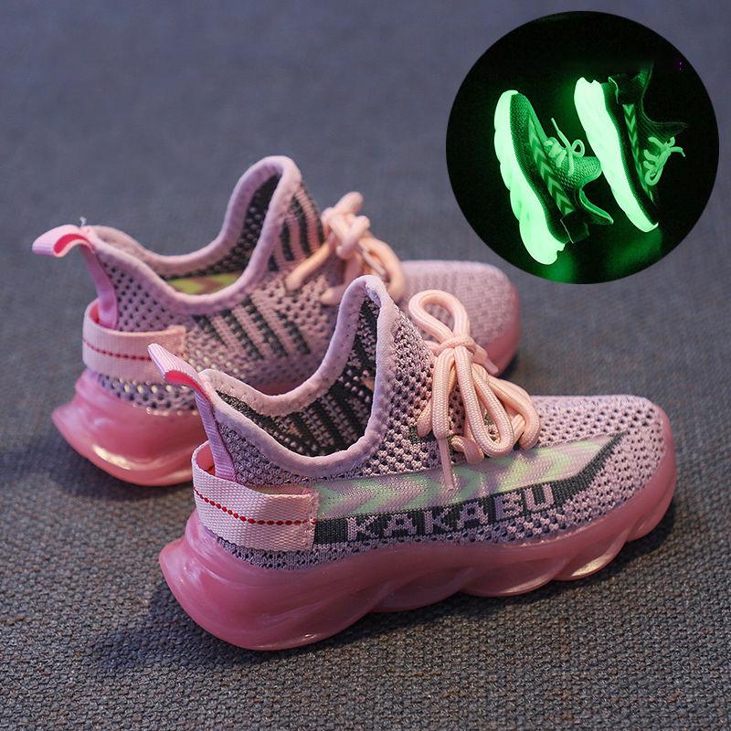 Parent Child Shoes Large Children's Coconut Shoes Night Lighting 2020 Breathable Mesh Shoes for Boys and Girls Soft Sole