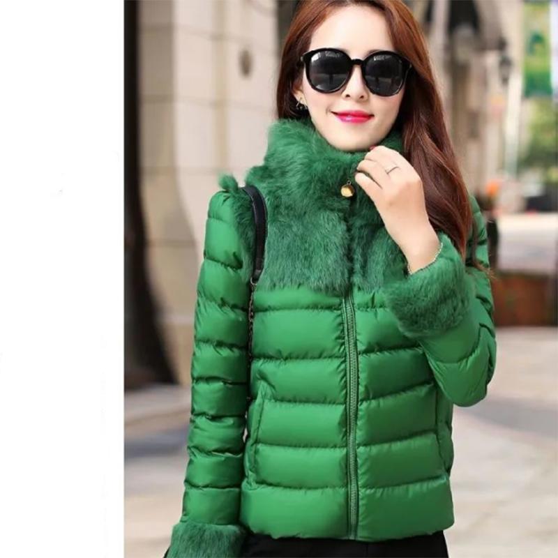 Women's Rabbit Fur Down Padded Jacket Short Cotton Down Jacket Winter All-match Warm Jacket Small Padded Jacket Women